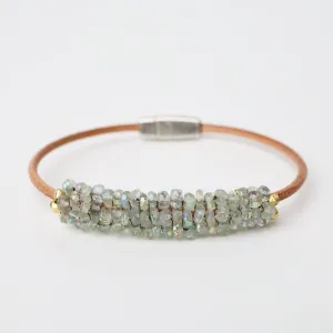 Green Amethyst Leather Bracelet