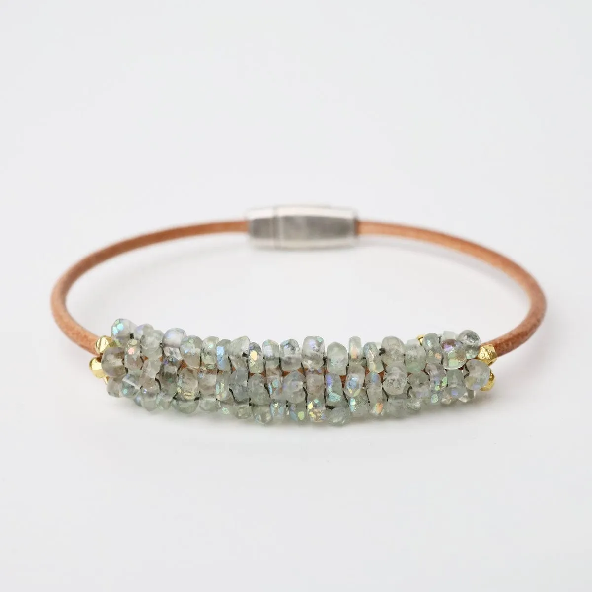 Green Amethyst Leather Bracelet