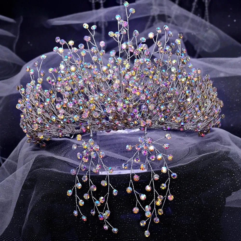 Handmade Headwear Retro Bride Crown Shiny Rhinestone Wedding Headwear