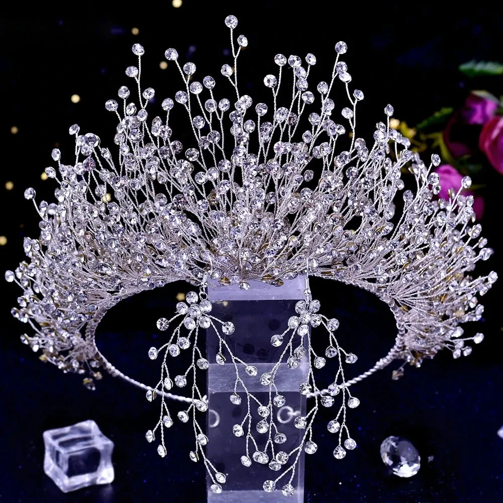 Handmade Headwear Retro Bride Crown Shiny Rhinestone Wedding Headwear