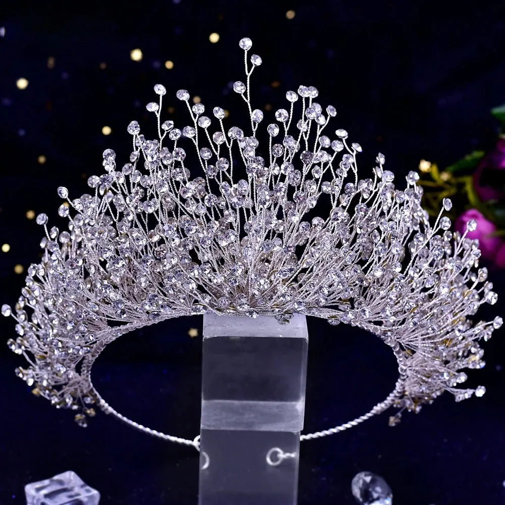 Handmade Headwear Retro Bride Crown Shiny Rhinestone Wedding Headwear