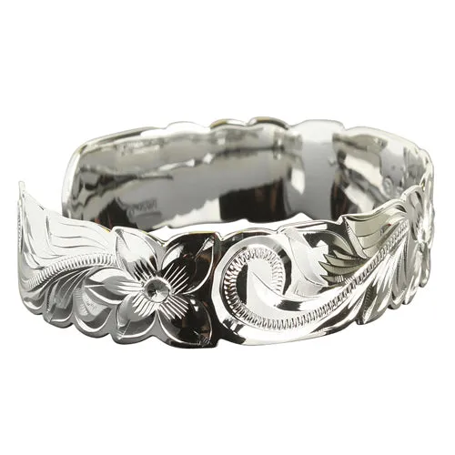 Hawaiian Jewelry Scroll Cut Out One Tone Cuff Bangle