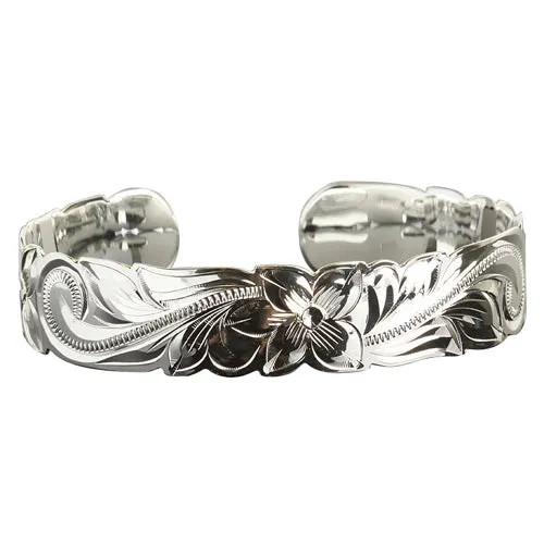 Hawaiian Jewelry Scroll Cut Out One Tone Cuff Bangle