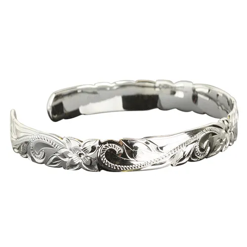 Hawaiian Jewelry Scroll Cut Out One Tone Cuff Bangle