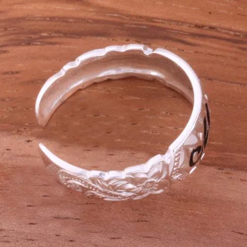 Hawaiian Scroll Black Enamel MAUI Smooth Edge Toe Ring