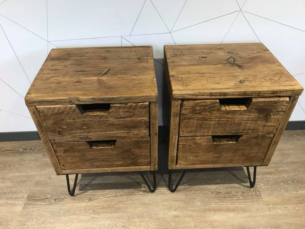 'Haytor' Rustic Wooden Bedside Tables with Drawers