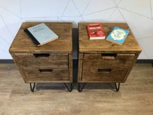 'Haytor' Rustic Wooden Bedside Tables with Drawers