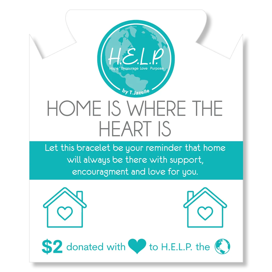 Home Heart Charm with Blue Opal Jade Charity Bracelet