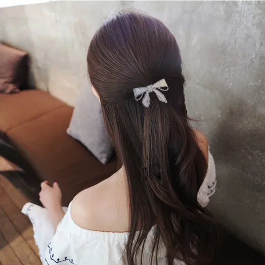 Japanese And Korean Sweet Pearl Bow Hairpin