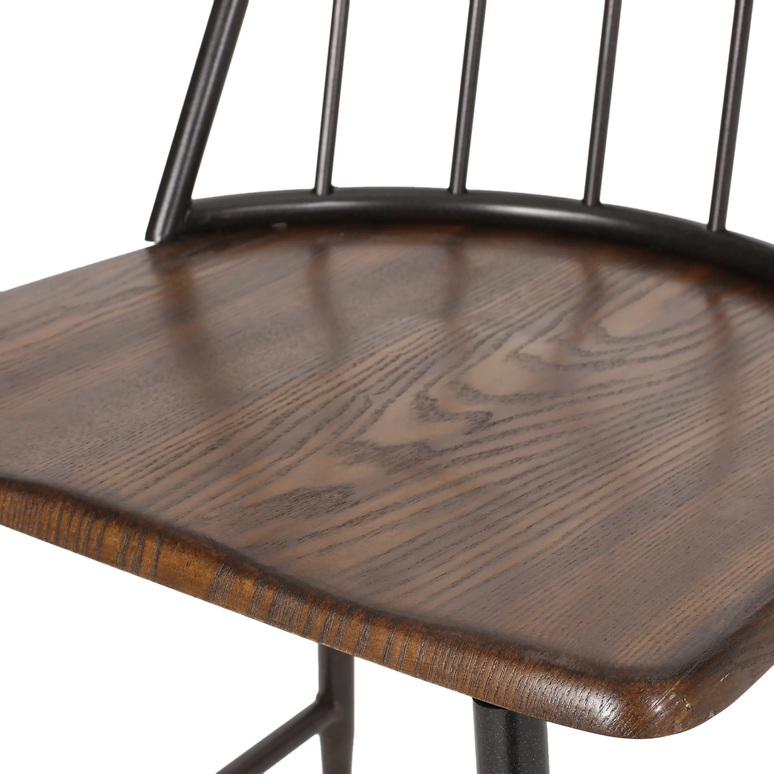 Kaia Faux Wood 5 Piece Dining Set, Dark Brown, Black