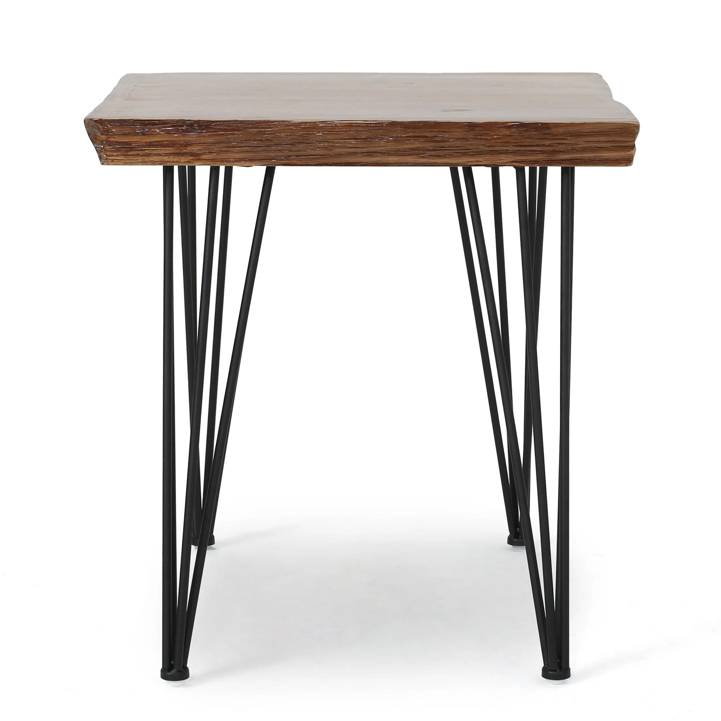 Kaia Faux Wood 5 Piece Dining Set, Dark Brown, Black