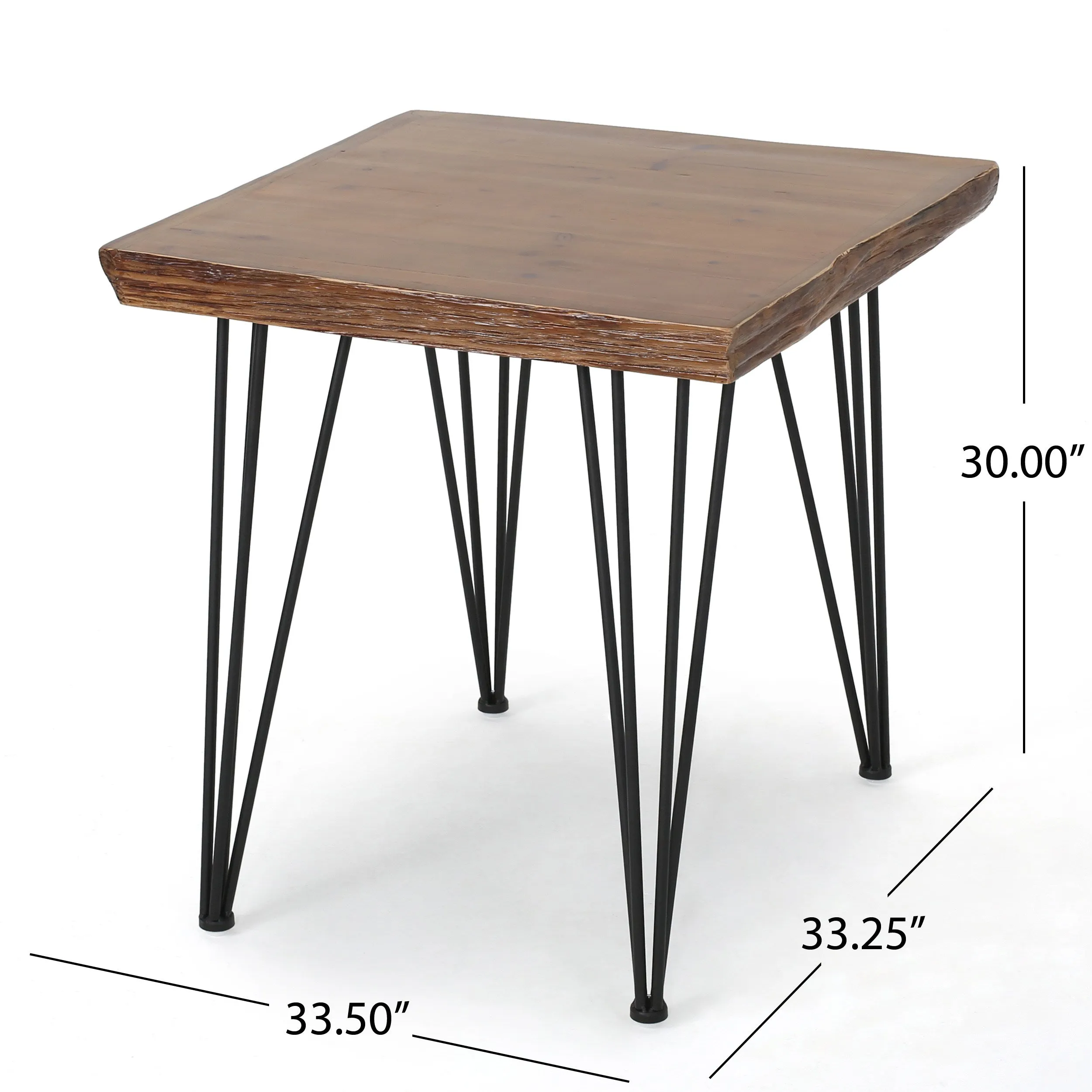 Kaia Faux Wood 5 Piece Dining Set, Dark Brown, Black