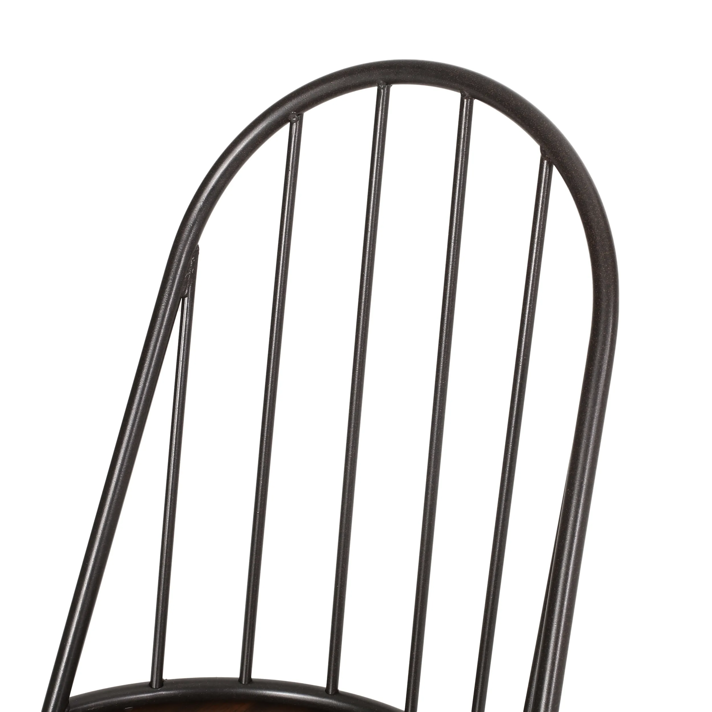 Kaia Faux Wood 5 Piece Dining Set, Dark Brown, Black
