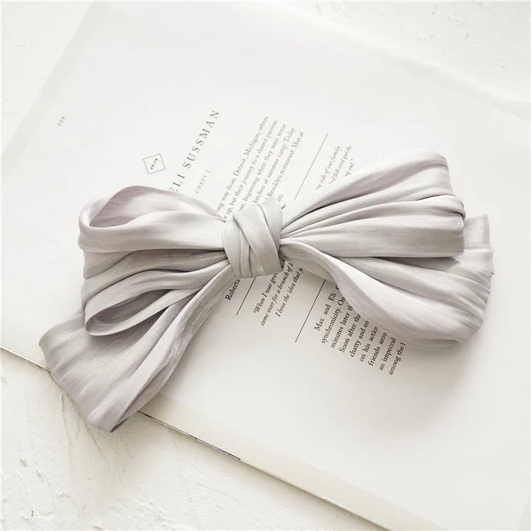 Ladies Hairpin Candy Color Pleated Big Bow Spring Clip