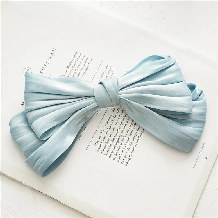 Ladies Hairpin Candy Color Pleated Big Bow Spring Clip