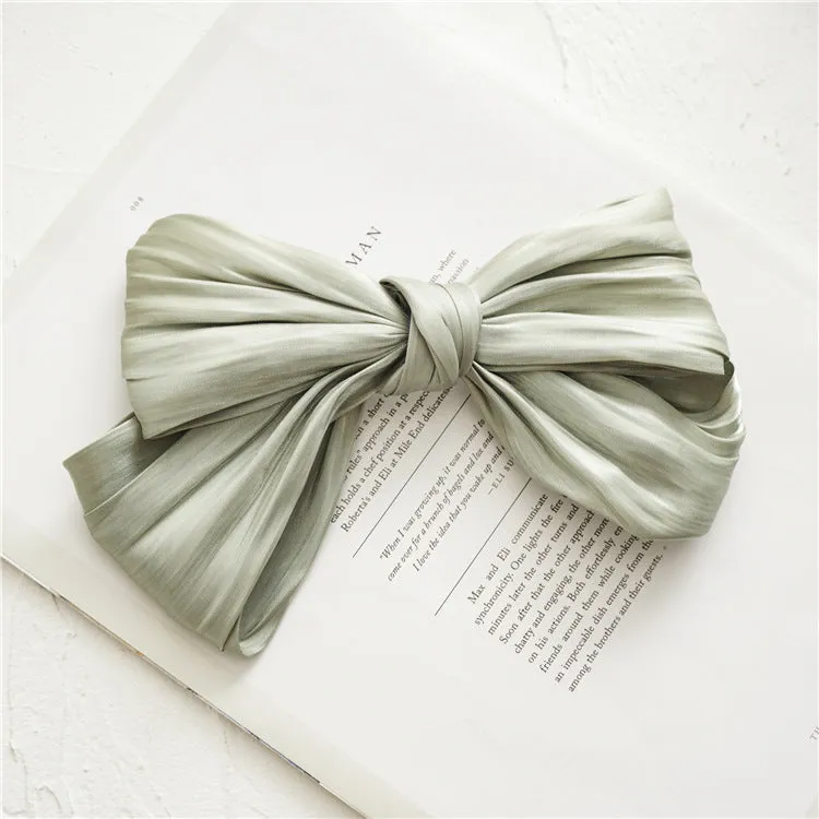 Ladies Hairpin Candy Color Pleated Big Bow Spring Clip