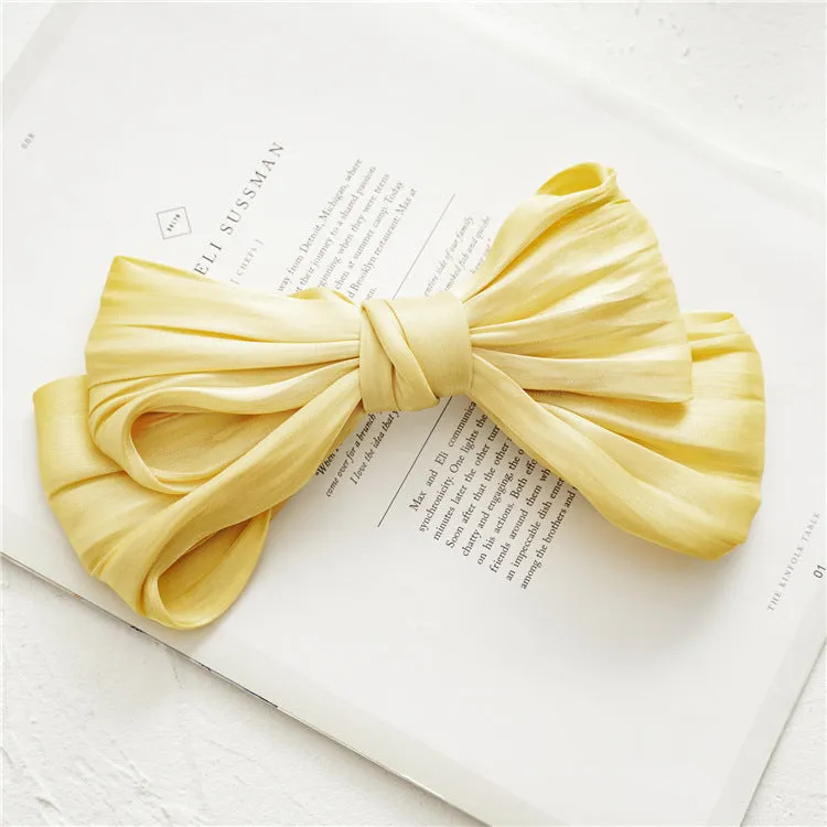 Ladies Hairpin Candy Color Pleated Big Bow Spring Clip