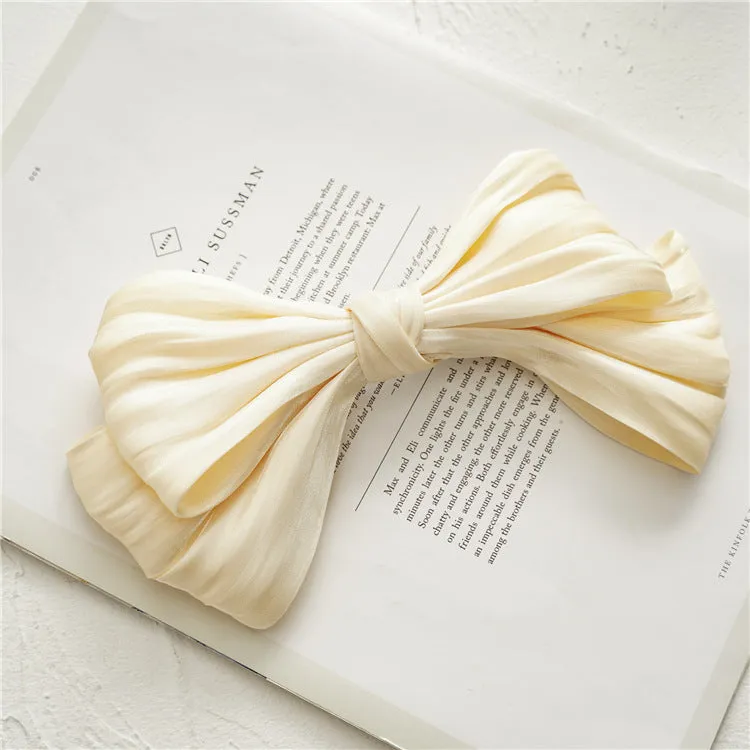 Ladies Hairpin Candy Color Pleated Big Bow Spring Clip