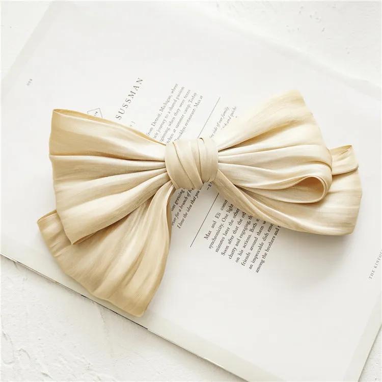 Ladies Hairpin Candy Color Pleated Big Bow Spring Clip