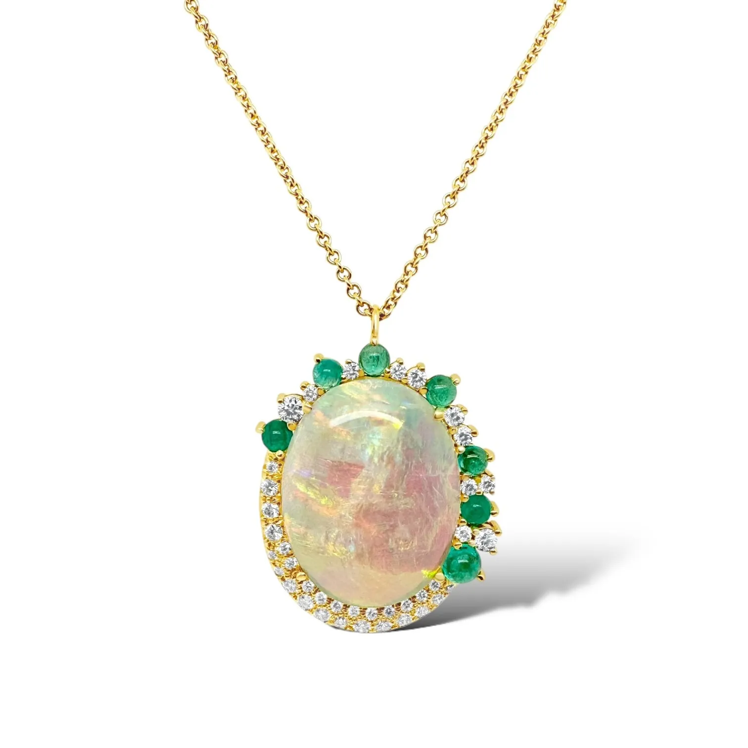Light Opal, Paraiba Tourmaline & Diamond Necklace