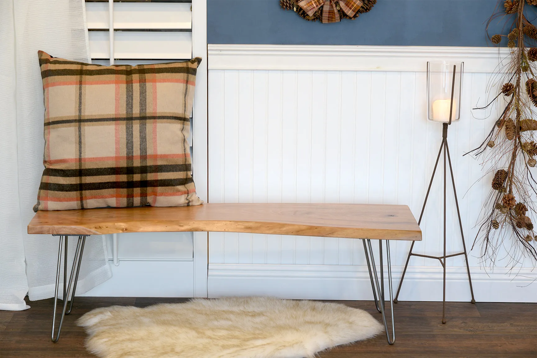 Light Wood Reclaimed Live Edge Coffee Table