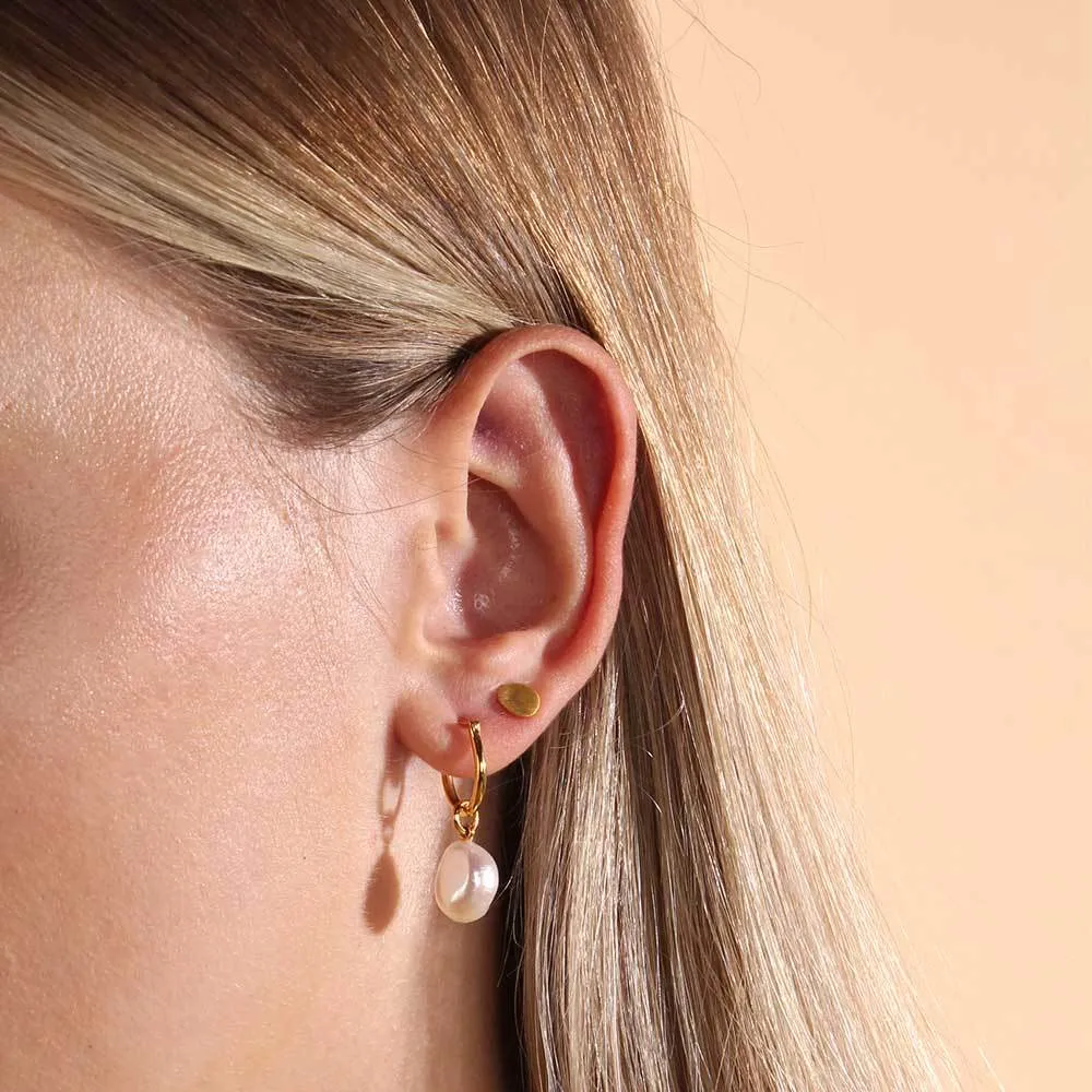 Linda Tahija Baroque Pearl Basic Hoop Earrings, Rose Gold