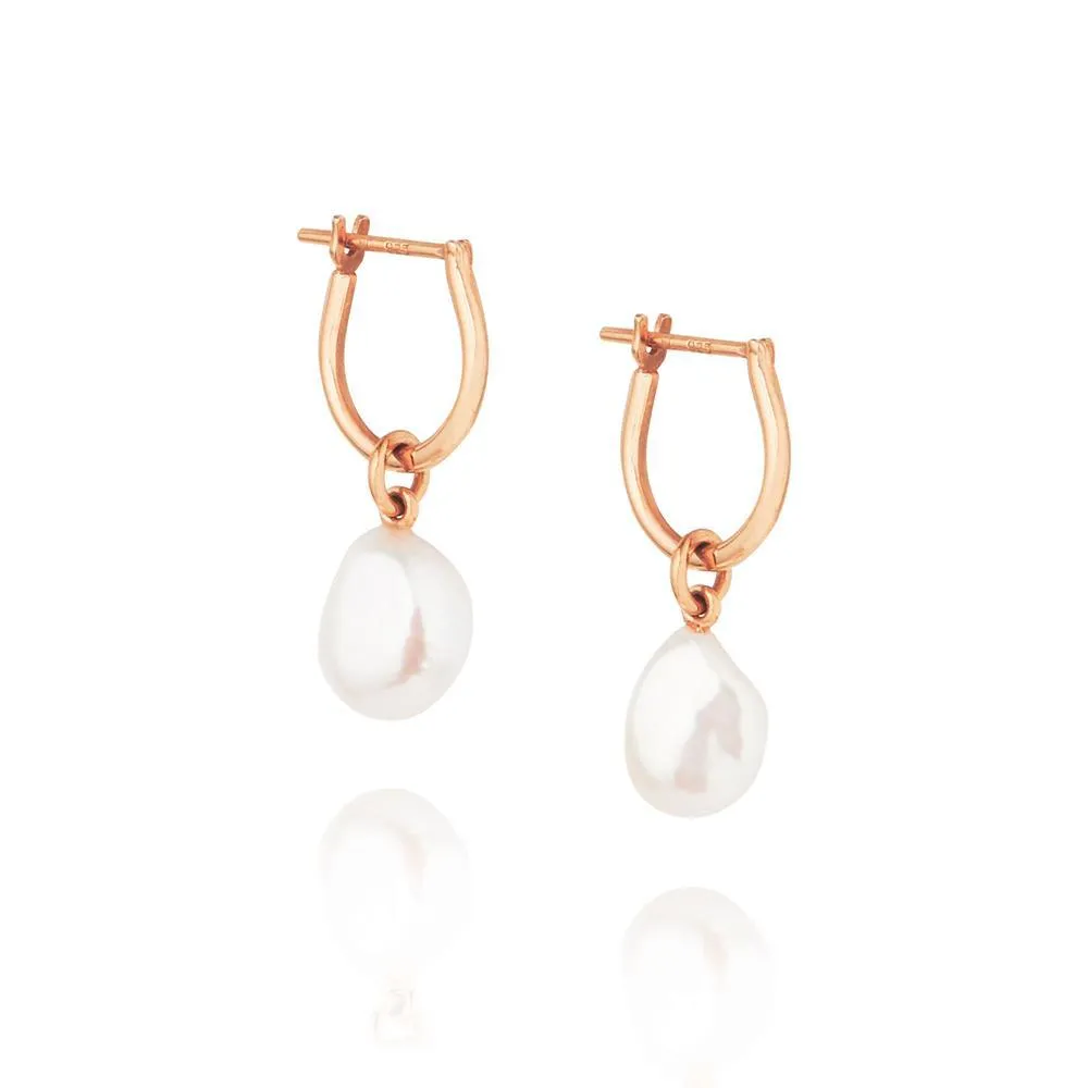 Linda Tahija Baroque Pearl Basic Hoop Earrings, Rose Gold