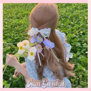 Loli Awakening Lace Bow Hairpin French Fairy Holiday Girl Ribbon Head Rope Hair Accessories