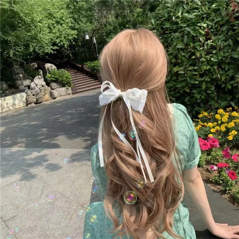 Loli Awakening Lace Bow Hairpin French Fairy Holiday Girl Ribbon Head Rope Hair Accessories
