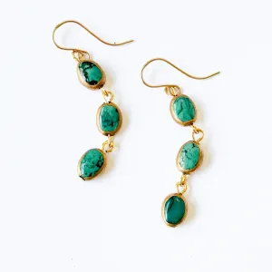 Long Turquoise dipped in gold earrings - WS