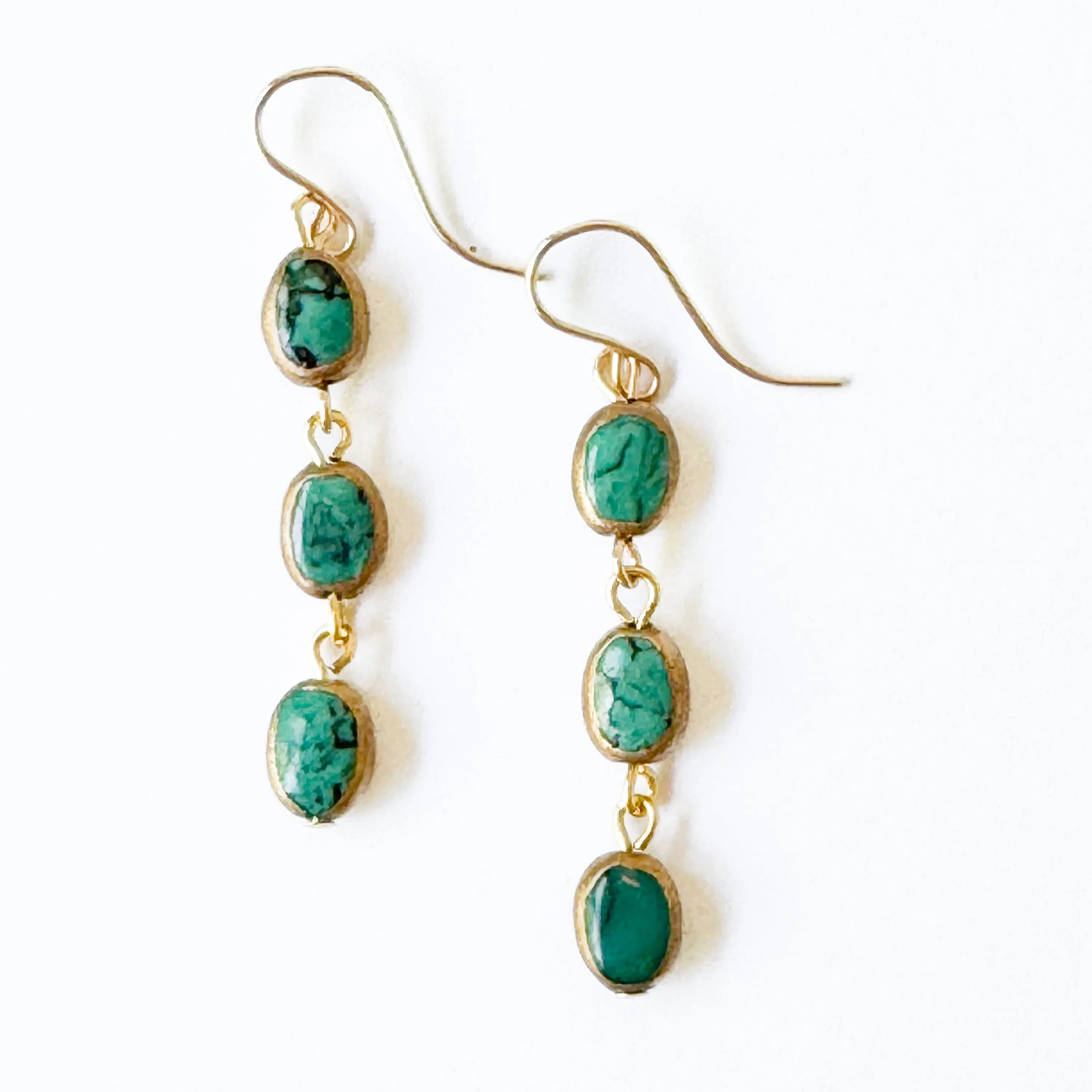 Long Turquoise dipped in gold earrings - WS