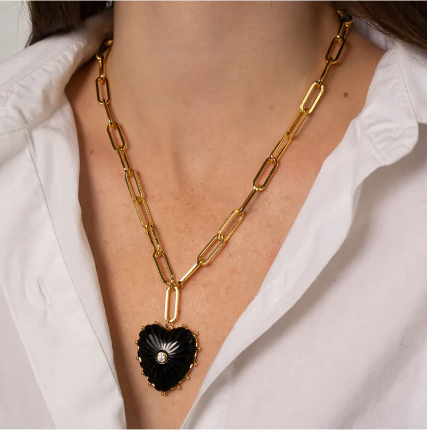 Malene Onyx Heart Necklace
