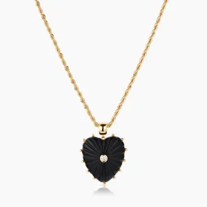 Malene Onyx Heart Rope Necklace