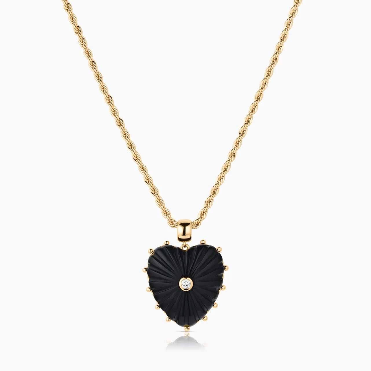 Malene Onyx Heart Rope Necklace