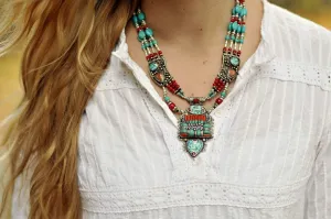 Masterpiece Vintage Turquoise and Silver Tibet Necklace