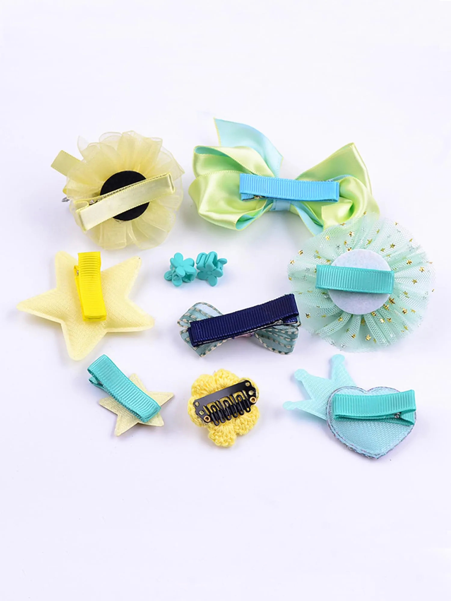 Melbees by Yellow Chimes Kids Hair Accessories for Girls Hair Accessories Combo Set Yellow 10 Pcs Baby Girl's Hair Clips Set Cute Claw Clip Bow Clips For Girls Assortment Gift for Kids Teens Toddlers