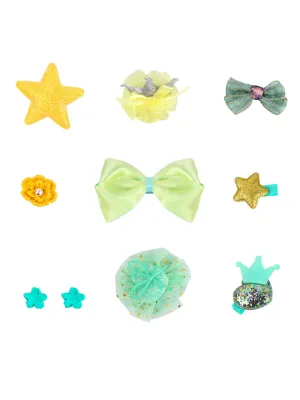Melbees by Yellow Chimes Kids Hair Accessories for Girls Hair Accessories Combo Set Yellow 10 Pcs Baby Girl's Hair Clips Set Cute Claw Clip Bow Clips For Girls Assortment Gift for Kids Teens Toddlers