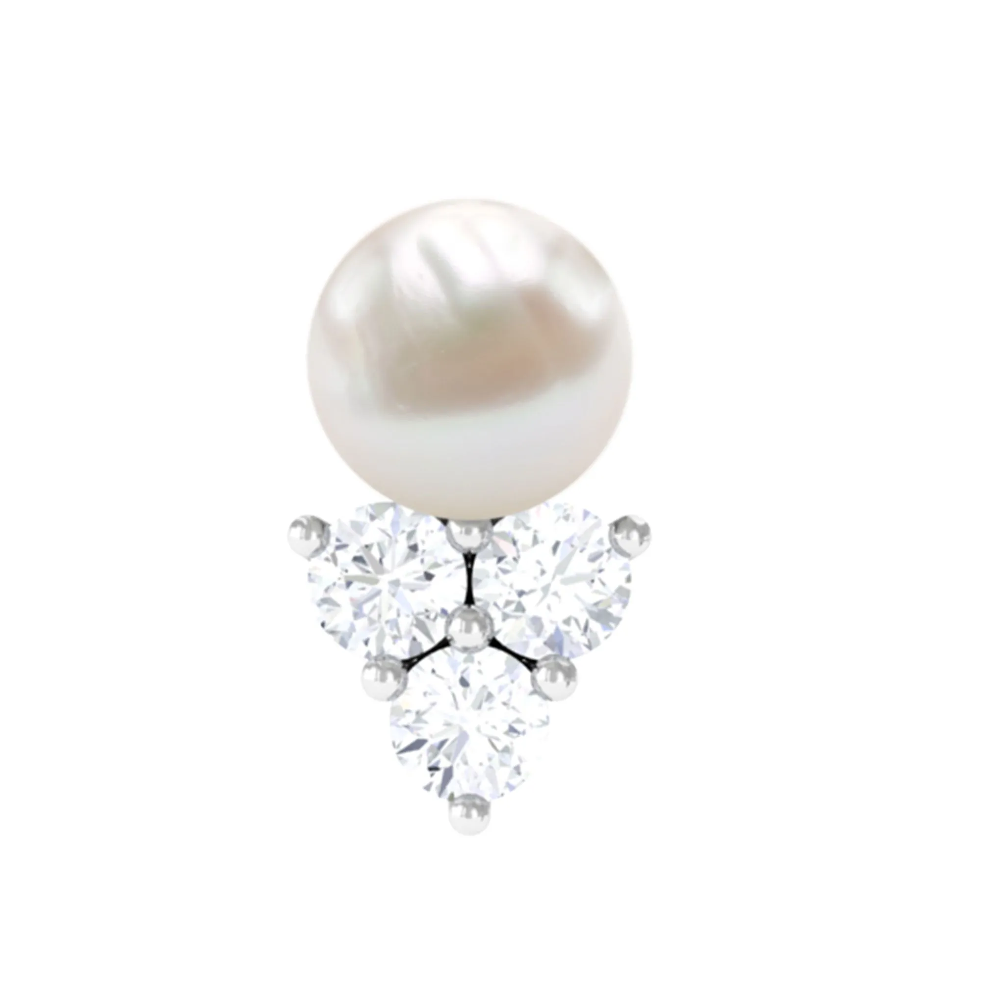 Minimal Freshwater Pearl and Moissanite Tragus Earring