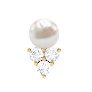 Minimal Freshwater Pearl and Moissanite Tragus Earring