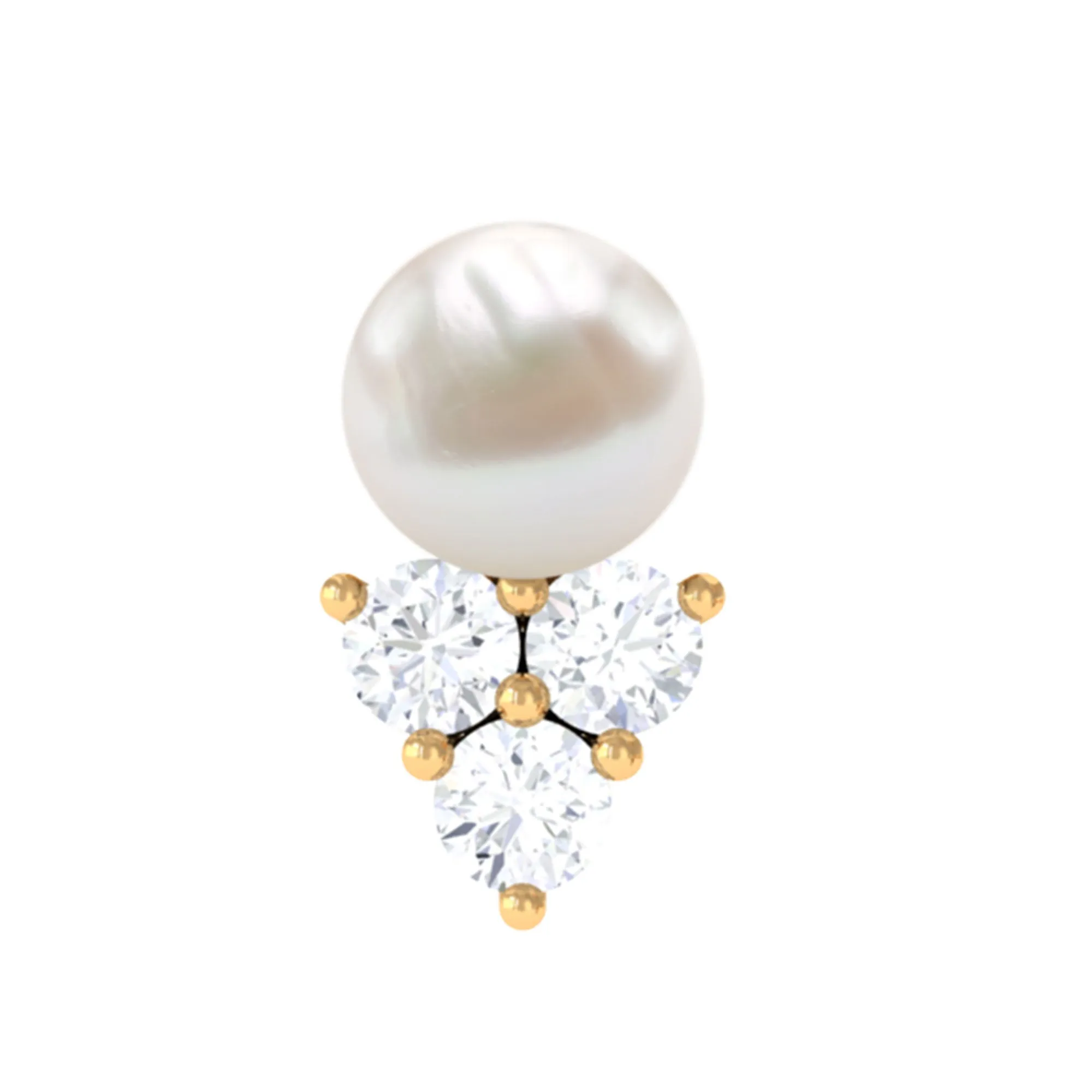 Minimal Freshwater Pearl and Moissanite Tragus Earring