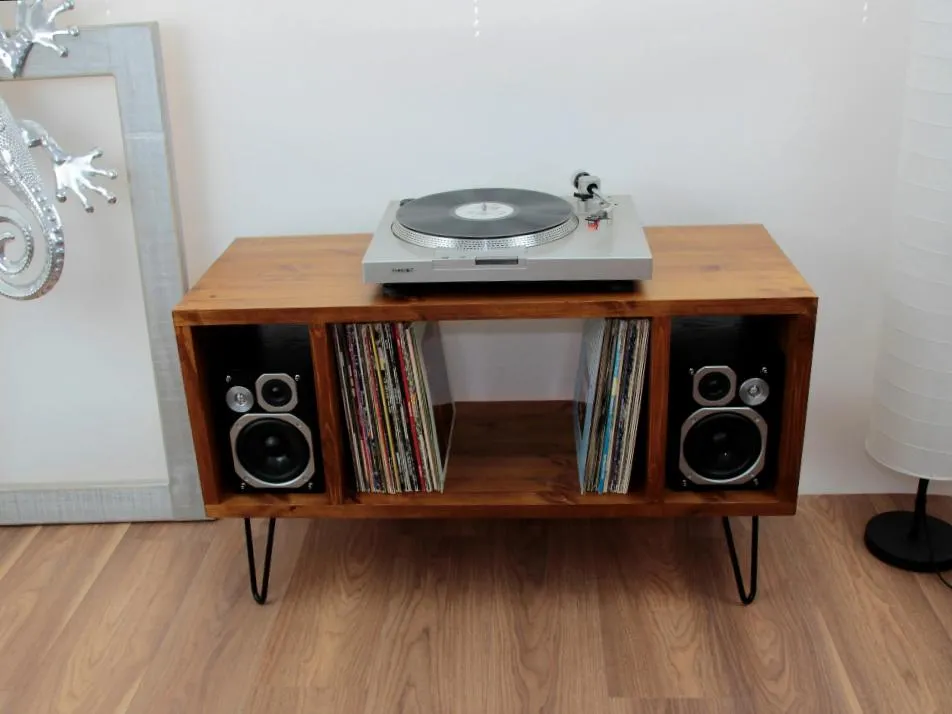 Minimalist Cabinet, Record Player Stand, Entertainment Cabinet, Vinyl Unit - Side Sections