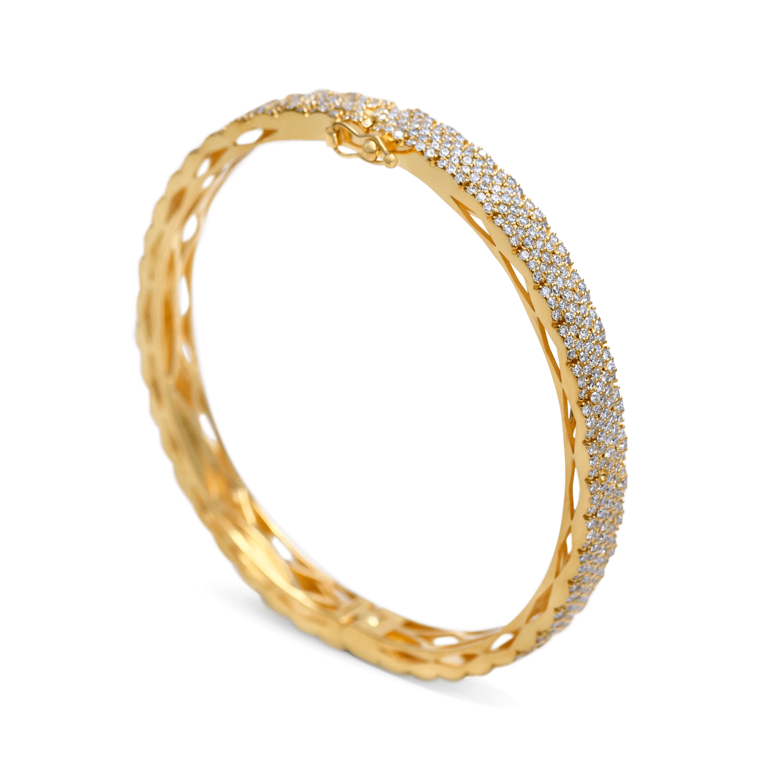 Mobility Bangle-18 Karat Solid Yellow Gold With Diamonds For Men and Women
