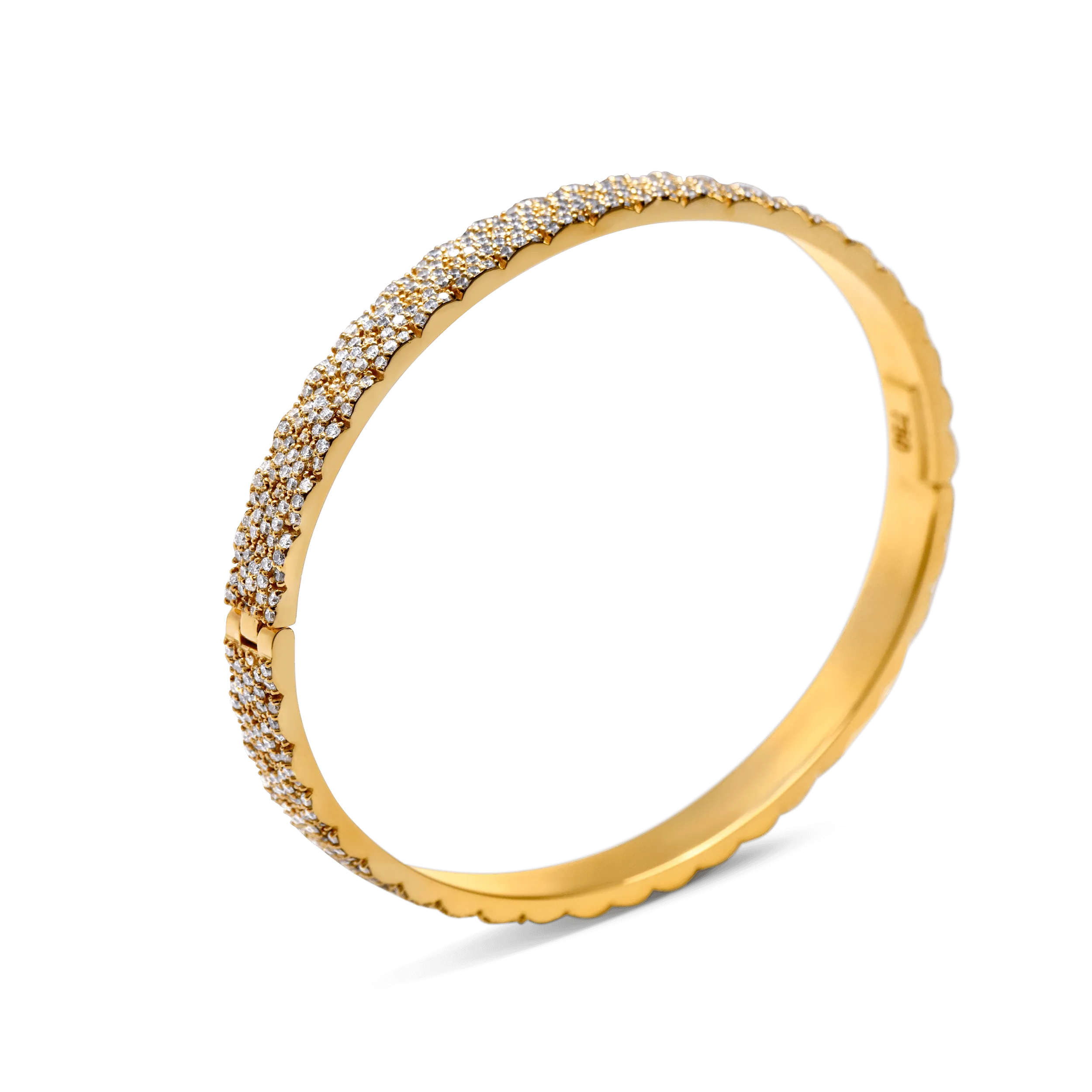 Mobility Bangle-18 Karat Solid Yellow Gold With Diamonds For Men and Women
