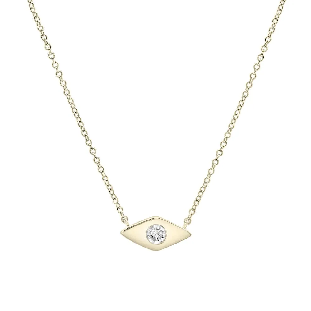 Modern Evil Eye Necklace with a Diamond