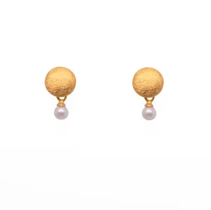 Moon Pearl Round Faceted Earrings 24K Fair Trade Gold Vermeil