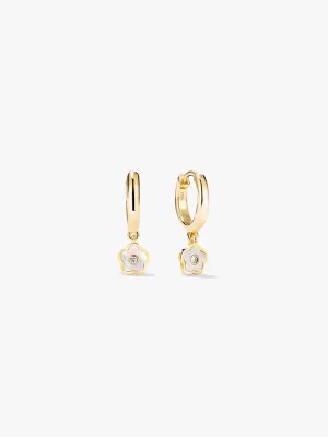 Mother of Pearl Flower Huggie Drops