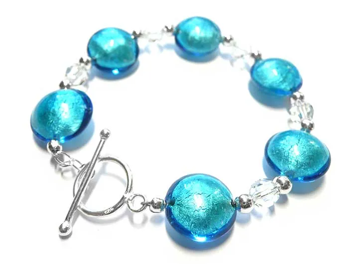 Murano Glass Lentil Bracelet - Turquoise