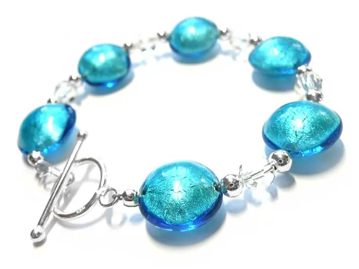 Murano Glass Lentil Bracelet - Turquoise