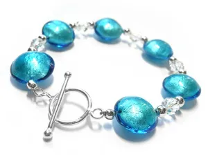 Murano Glass Lentil Bracelet - Turquoise