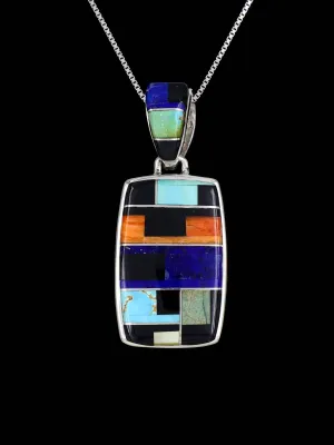 Navajo Inlay Spiny Oyster and Lapis Reversible Pendant
